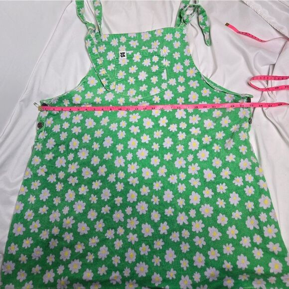 LUCY & YAK Whoopsy Daisy floral green corduroy mini pini pinafore dress 2X - Picture 11 of 11